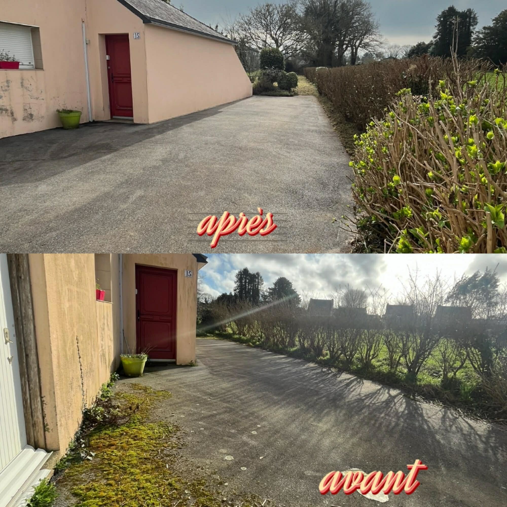 Nettoyage allée et façade avant après