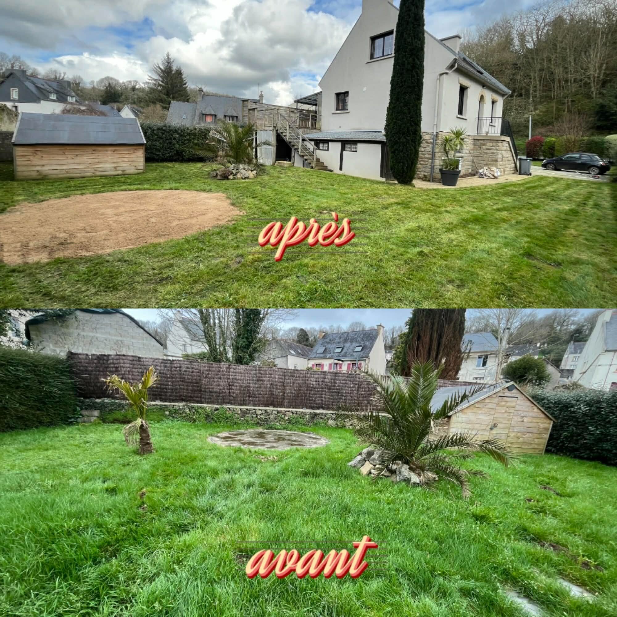 Tonte de jardin avant après